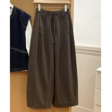 Solid Color High-Waisted Elastic Waist Wide Leg Ankle-Length Grandma Ballo Solid Color High-Waisted Elastic Waist Wide Leg Ankle-Length Grandma Ballo