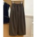 Solid Color High-Waisted Elastic Waist Wide Leg Ankle-Length Grandma Ballo