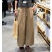 Solid Color High-Waisted Elastic Waist Wide Leg Ankle-Length Grandma Ballo