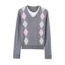 Chic Women's Knitwear with Mock Two-Piece Diamond Pattern
