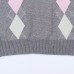 Chic Women's Knitwear with Mock Two-Piece Diamond Pattern
