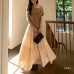 Pleated A-Line Skirt Medium-Long Cake Skirt with Flared Hem Midi Skirt Pleated A-Line Skirt Medium-Long Cake Skirt with Flared Hem Midi Skirt