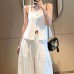 False Two-Piece Vest and Wide-Leg Pants Set Elegant Slim-Fit Outfit