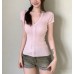 Short Sleeve T-Shirt with Twisted Hollow-Out  Slim Fit