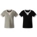 Fake two short sleeved front shoulder studded tops