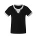 Fake two short sleeved front shoulder studded tops
