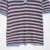 Style Stripe Knit Polo Neck Short Sleeve Top for Women