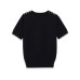 Round Neck Short Sleeve Knit Top with Shoulder Button Detail
