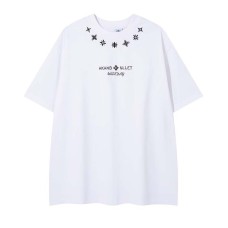 Embroidered short sleeves with letters