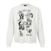 Character letter printed round neck long sleeved shirt