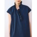 Drifting Moon Two-Tone Ruffled Neckline Literary-Style Sleeveless Top