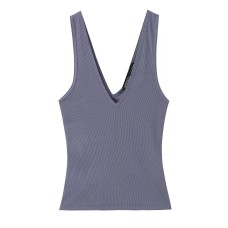 Elegant Style V-Neck Ribbed Sleeveless Top for Women