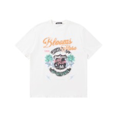 Retro style short sleeved letter printed round neck top