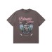 Retro style short sleeved letter printed round neck top