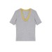 Early V-Neck Knitwear Women's False Two-Piece Retro Color-Blocked Top