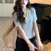 Early V-Neck Knitwear Women's False Two-Piece Retro Color-Blocked Top
