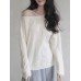 White Relaxed Loose Fit Versatile Wide One-Shoulder Top for Women