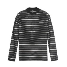 Embroidered letters perforated stripes long sleeves