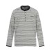 Embroidered letters perforated stripes long sleeves
