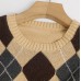 Style Loose Diamond Pattern Short Sleeve Knit Top