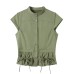 Style  Solid Color Short Sleeve Round Neck Decorative Top