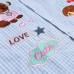 Cartoon Dog Letter Heavy Embroidery Grid Splicing Long Sleeve