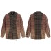 Grid contrasting color splicing with rough edges long sleeves