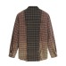 Grid contrasting color splicing with rough edges long sleeves