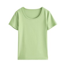 round-neck basic tee summer short sleeve loose straight cut slimming top