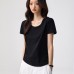 round-neck basic tee summer short sleeve loose straight cut slimming top