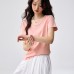 round-neck basic tee summer short sleeve loose straight cut slimming top