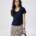 round-neck basic tee summer short sleeve loose straight cut slimming top