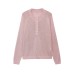 V-Neck Solid Color Long Sleeve Knitwear for Women