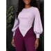 Asymmetric round neck long sleeved top set