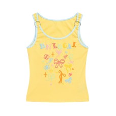 Dopamine colored bow U-neck tank top for women