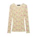 Style Semi-Transparent Fitted Printed Knit Top for Women
