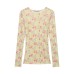 Style Semi-Transparent Fitted Printed Knit Top for Women
