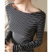 Stripe Long Sleeve Off-Shoulder Women's Top Stripe Long Sleeve Off-Shoulder Women's Top