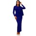Round neck bow long sleeved dress