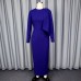 Round neck bow long sleeved dress