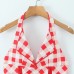 Sweet Red White Checkered Strapless Back Women's Top