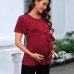 Women's round neck short sleeved top