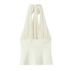 Style Lace Spliced Strapless Halter Neck Top