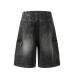 Used washed denim workwear shorts