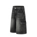 Used washed denim workwear shorts