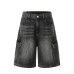 Used washed denim workwear shorts