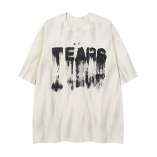 Graffiti ink splatter dirty loose fitting short sleeved shirt