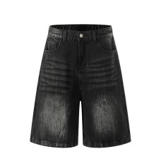 Used washed denim shorts