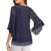 V-neck seven quarter flared sleeve top