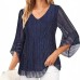 V-neck seven quarter flared sleeve top